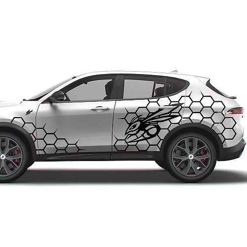 Hornet-logo honingraatstijl zijvinylstickerset voor Dodge Hornet