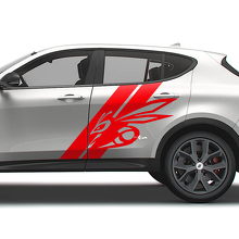 Dubbele Strepen & Hornet Zij Vinyl Sticker Kit voor Dodge Hornet_2