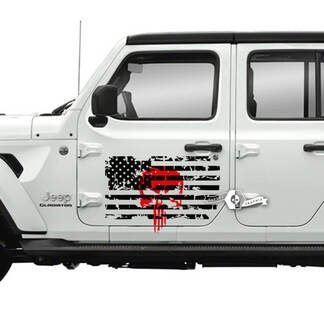 Punisher USA vlag logo bed zijdeuren vinyl stickers
