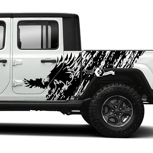 Bald Eagle Splash Bed Side Door Vinyl Stickers voor Jeep Gladiator
