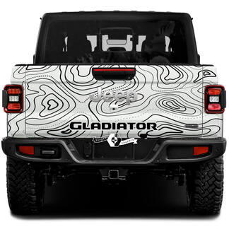 Achterklep Gladiator met topografische kaart Wrap Vinyl Decals voor Jeep Gladiator
