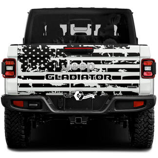 Achterklep Gladiator met USA Flag Distressed Wrap Vinyl Decals voor Jeep Gladiator
