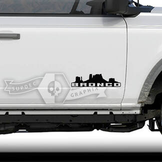 Paar Ford Bronco deuren Monument Valley Badlands kant vinyl sticker sticker graphics
