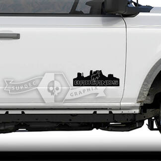 Paar Ford Bronco deuren Monument Valley Badlands kant Bronco Logo Vinyl Decal Sticker Graphics
