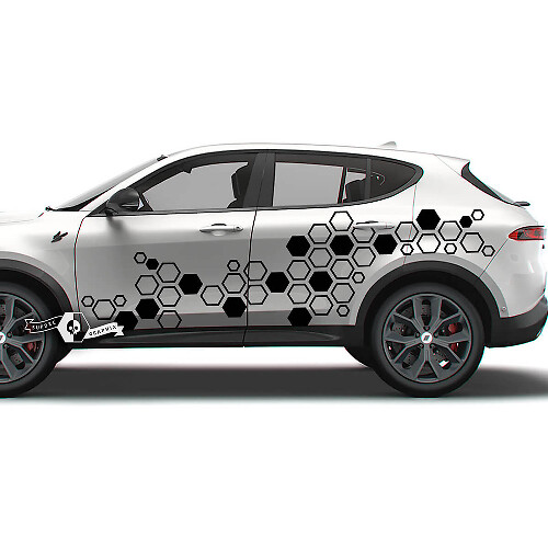 Paar Dodge Hornet deuren zijstrepen Splash Wrap Mud Fender Honeycomb Logo Vinyl stickers stickers
