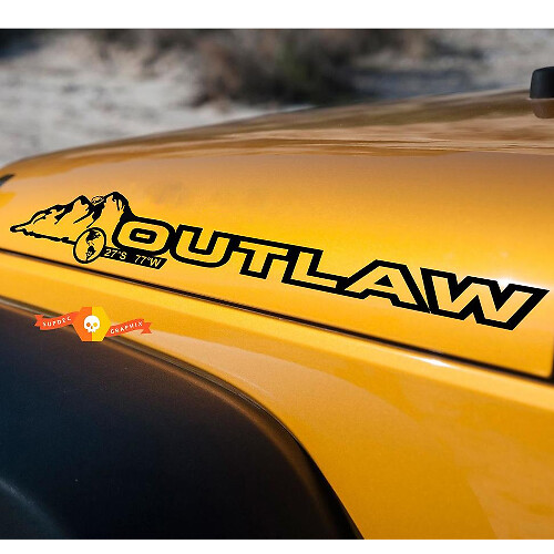 Outlaw Motorkap Vinyl Sticker Decal Set voor Jeep Wrangler Rubicon Sahara JK CJ TJ YJ