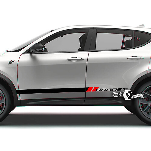Paar Dodge Hornet deuren zijkant strepen rocker paneel Hornet logo vinyl stickers stickers 2 kleuren
