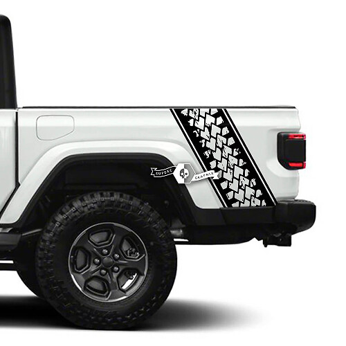 Paar Jeep Gladiator Rubicon Bed Zijspatbord Bandensporen Modder 4x4 Off-Road Racing Stripe Kit Overzicht
