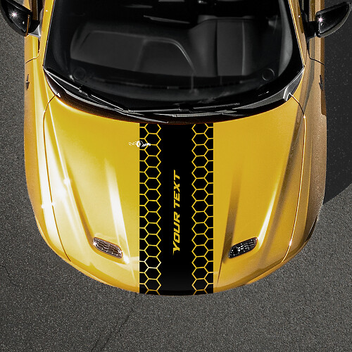 Aangepaste tekst honingraatstijl motorkapstreep vinylsticker voor Dodge Hornet