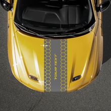 Aangepaste tekst honingraatstijl motorkapstreep vinylsticker voor Dodge Hornet_3