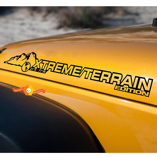 Xtream Terrain Motorkap Zijkant Vinyl Decal Set voor Jeep Wrangler Rubicon Sahara