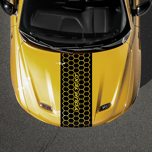 Honeycomb-stijl custom tekst motorkapstrook vinylsticker voor Dodge Hornet
