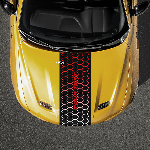 Honeycomb Stijl Gradient Aangepaste Tekst Motorkap Streep Vinyl Sticker voor Dodge Hornet