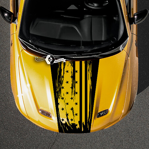 Dodge Hornet Hood Stripes Wrap USA vlag vernietigd Vinyl Decals Sticker
