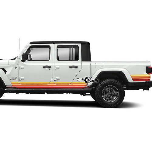 Grafische kits - Jeep Gladiator Rubicon Retro Vintage 4x4 Rocker Panel Off-Road Racing Stripe Kit Sport Off Road
