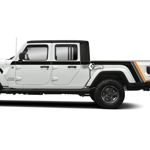 Paar Jeep Gladiator zijdeuren bed spatbord strepen stijl vinyl sticker sticker grafische kit 3 kleuren
