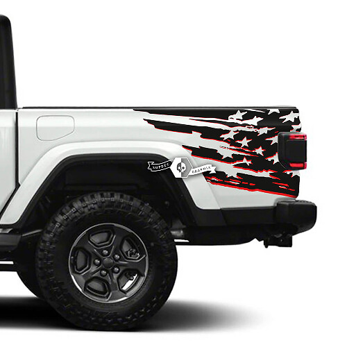 Paar Jeep Gladiator Side USA Flag Stickers Decals Vinyl Graphics Stripe kit voor 2 kleuren
