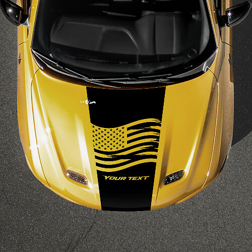 USA-vlag & aangepaste tekst motorkap vinylsticker voor Dodge Hornet