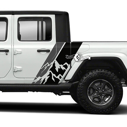 Paar Jeep Gladiator Side Mountains Stickers Decals Vinyl Graphics Stripe kit 2 kleuren

