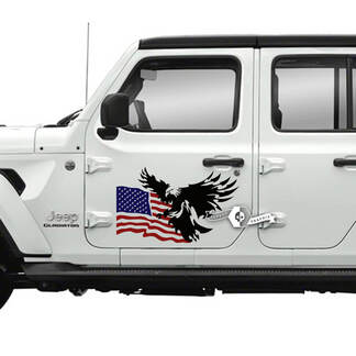 Paar Jeep Gladiator zijdeur USA vlag Bald Eagle stickers Vinyl Graphics Streep
