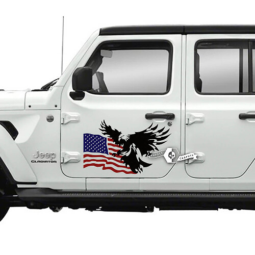 Paar Jeep Gladiator zijdeur USA vlag Bald Eagle stickers stickers vinyl graphics streep
