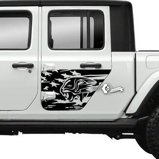 Paar Jeep Gladiator zijdeur USA vlag Tiger stickers Vinyl Graphics Streep

