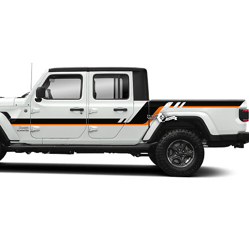 Paar Jeep Gladiator zijdeuren bed spatbord strepen stijl vinyl sticker sticker grafische kit 2 kleuren
