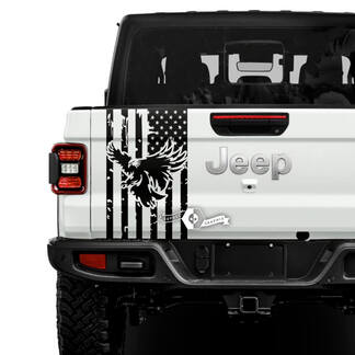 Jeep Gladiator USA vlag vernietigd Bald Eagle stickers Vinyl Graphics achterklep Bed Vinyl stickers
