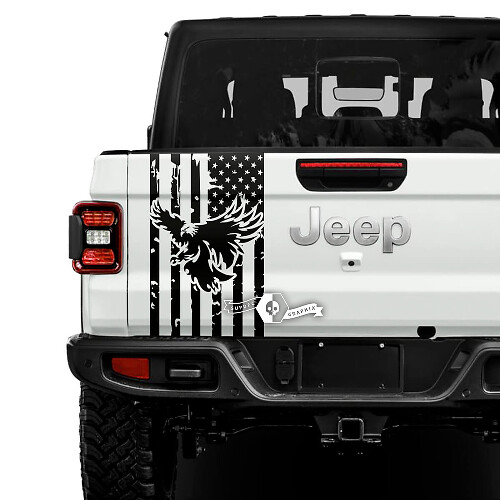 Jeep Gladiator USA vlag vernietigd Bald Eagle stickers stickers vinyl graphics achterklep bed vinyl stickers stickers
