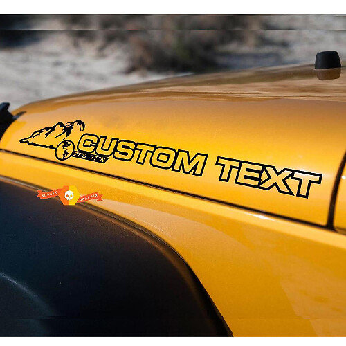 PAAR Jeep Sticker Decal Aangepaste tekst WRANGLER Hood Sticker Decal rubicon sahara JK CJ TJ YJ
