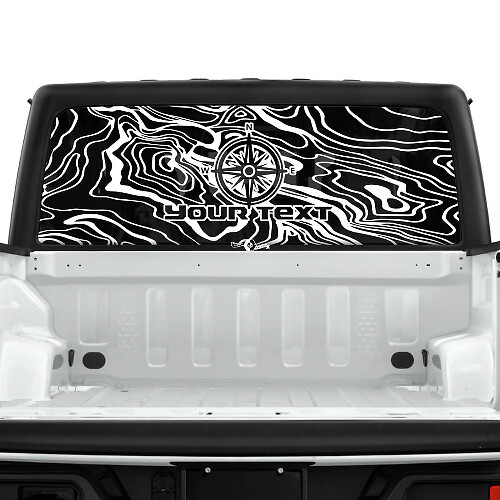 Jeep Gladiator achterruit kompas topografische kaart Topo Forest stickers stickers vinyl graphics streep
