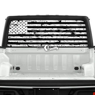 Jeep Gladiator achterruit vlag VS vernietigd topografische kaart Topo stickers Vinyl Graphics Stripe
