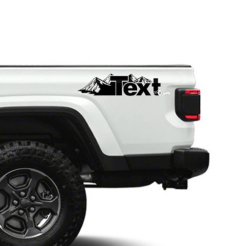 Aangepaste Tekst Mountain Style Zijvinylstickers voor Jeep Gladiator