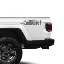 Aangepaste Tekst Mountain Style Zijvinylstickers voor Jeep Gladiator_2