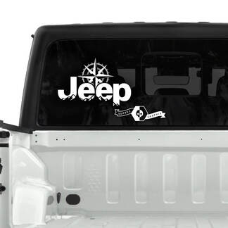 Jeep Gladiator achterruit bos bergen kompas stickers vinyl graphics

