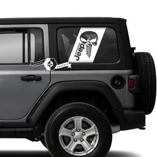 Paar Jeep Wrangler Unlimited zijdeurruit Punisher-stickers Vinyl Graphics Streep
