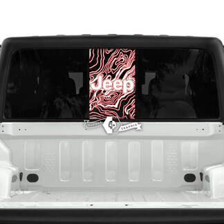Jeep Gladiator achterruit USA topografische kaart stickers Vinyl Graphics Streep 2 kleuren

