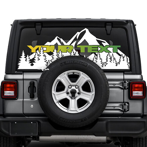 Jeep Wrangler Unlimited achterruit bergen bos stickers stickers vinyl graphics
