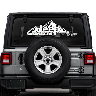 Jeep Wrangler Unlimited achterruit bergen stickers vinyl graphics
