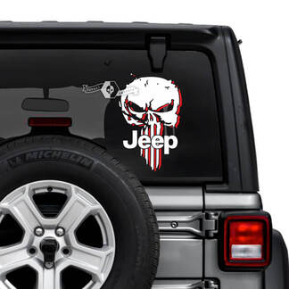 Jeep Wrangler Unlimited achterruit Punisher Shadow Decals Vinyl Graphics 2 kleuren
