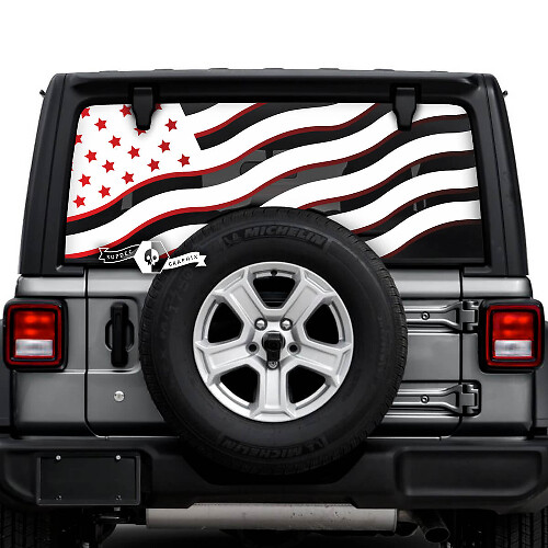 Jeep Wrangler Unlimited achterruit vlag USA Shadow Stickers Decals Vinyl Graphics 2 kleuren

