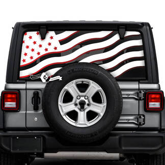 Jeep Wrangler Unlimited achterruitvlag USA Shadow Decals Vinyl Graphics 2 kleuren
