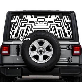Jeep Wrangler Unlimited achterruit geometrie logo stickers vinyl graphics
