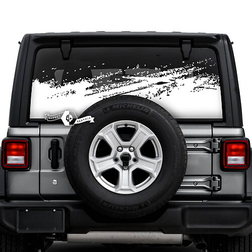 Jeep Wrangler Unlimited achterruit modder splash vernietigd stickers stickers vinyl graphics
