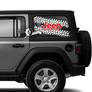 Paar Jeep Wrangler Unlimited zijdeurruit Skull Tire Track-stickers Trim Vinyl Graphics Streep
