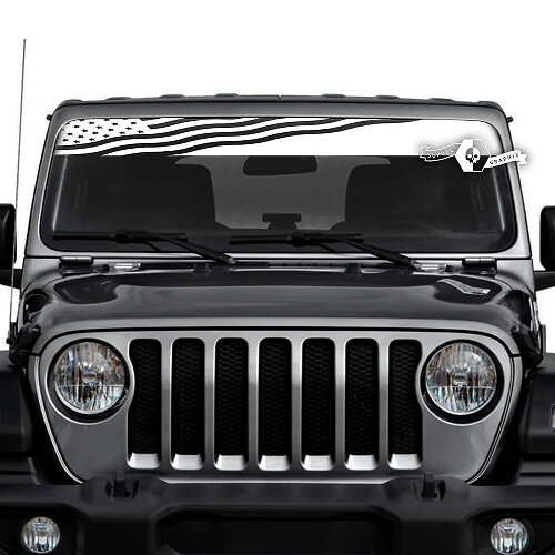 Jeep Wrangler onbeperkte voorruit vlag USA stickers stickers vinyl graphics
