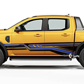 Paar Ford Ranger Raptor Line moderne geometrie logo spatborddeuren bedzijde vinyl stickers 2 kleuren
