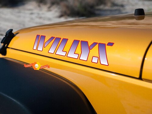 Willys-stijl motorkap vinyl zijkant decal set voor Jeep Wrangler