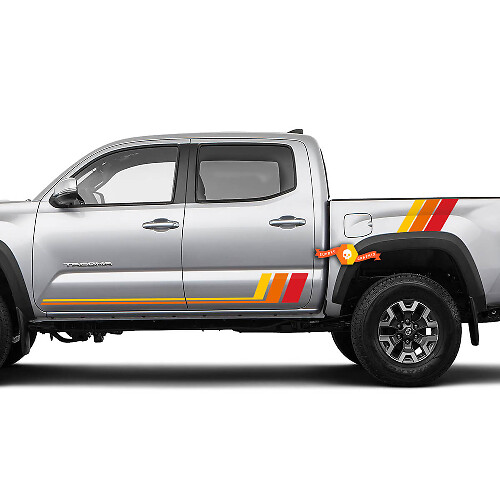 2x TRD Toyota Tacoma drie kleuren Old School Sunset Toyota Tacoma deuren bed TRD strepen kant Vinyl Decals Stickers
