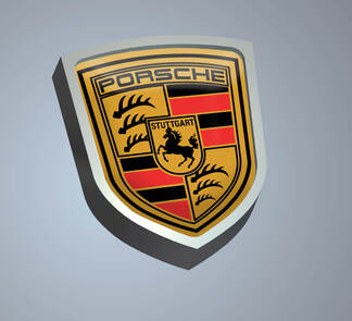 Porsche Metalen Aluminium Badge Bedzijde-embleem Aluminium passend voor Porsche
